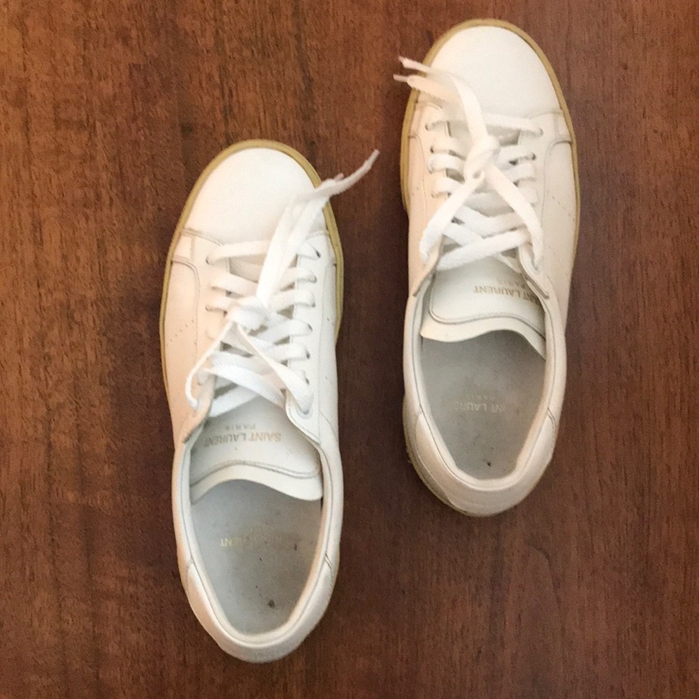 Authentic Saint Laurent White Leather Sneakers